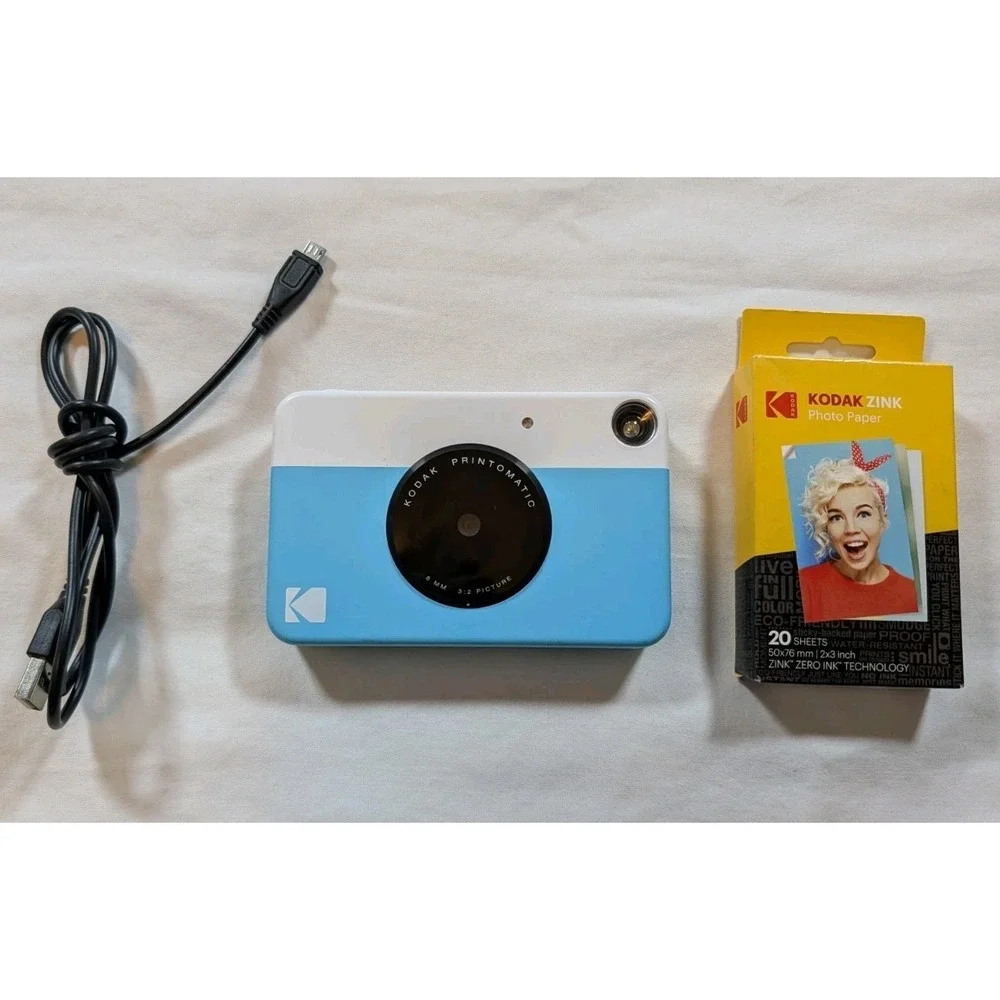 Kodak Printomatic Instant Digital Camera - Blue/White - Tested With Zink Paper